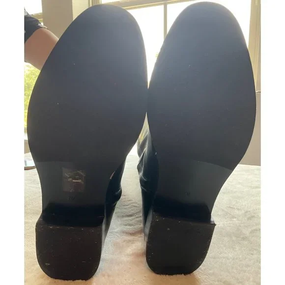 Tory Burch Everly Black Logo Knee High Leather Riding Boots size 7M - Picture 7 of 16